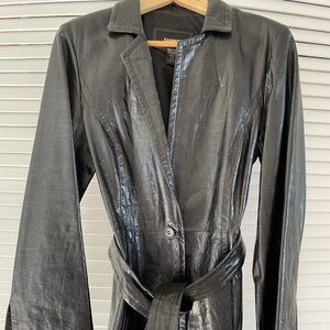 Fabulous Vintage Y2K Leather Trench Coat